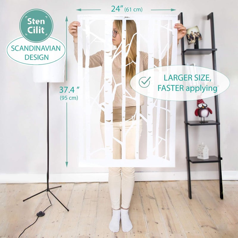 STENCILIT ® Birch Forest No Leaves Stencil - XL Stencil 24x37 in, Tree Wall Stencils for Painting Large Pattern, Modern Large Wall Stencils - Image 5